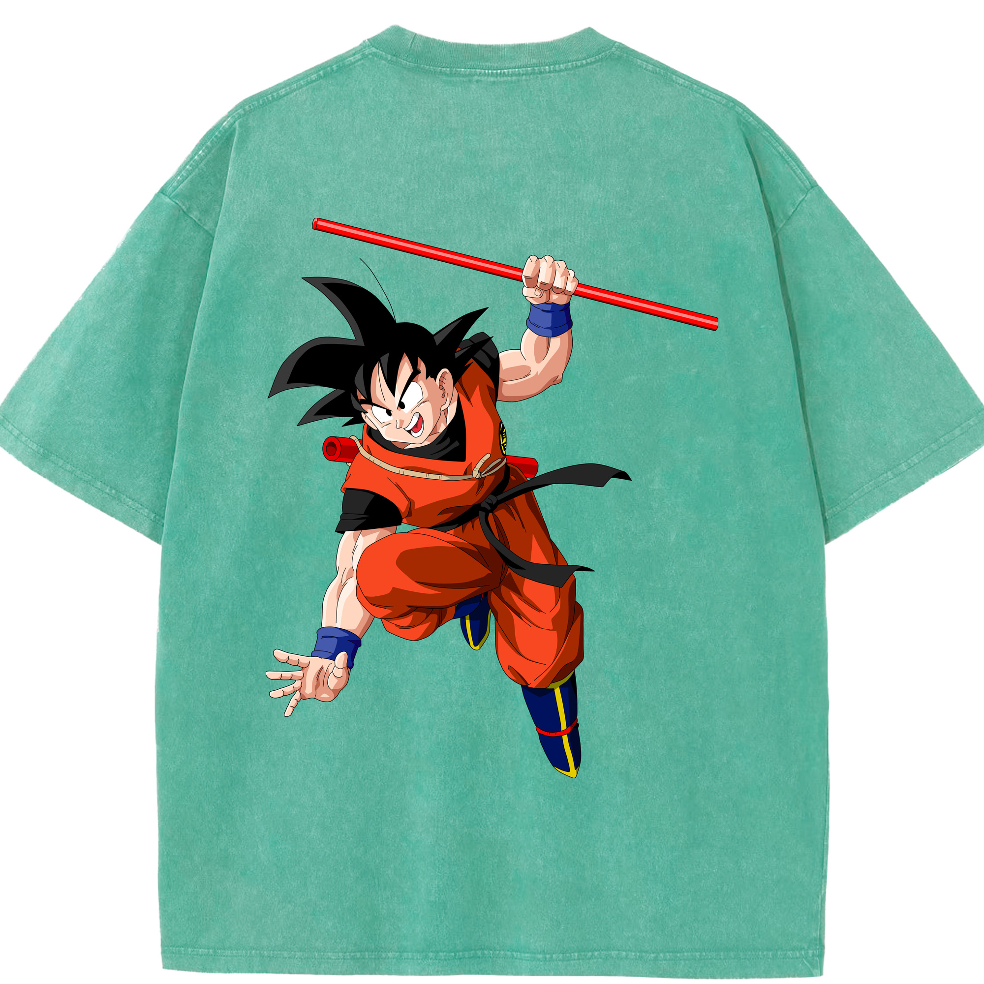 （画像用） ドラゴンボール 孫悟空（そん ごくう）Son Goku カカロット DRAGON BALL Kakarotto 綿100% ヴィンテージ風 半袖Tシャツ（背面プリント）
